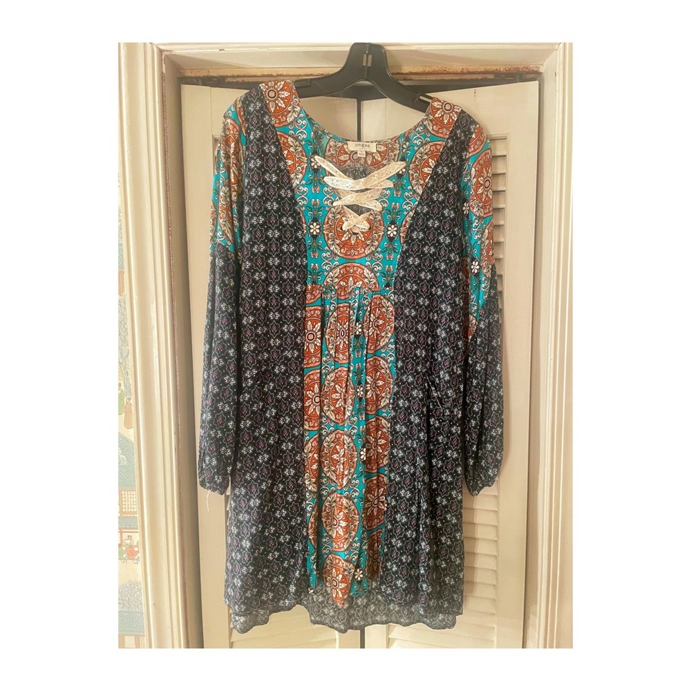 NEW Umgee Boho Lace Up Tunic Dress - Size Small - Picture 1 of 7